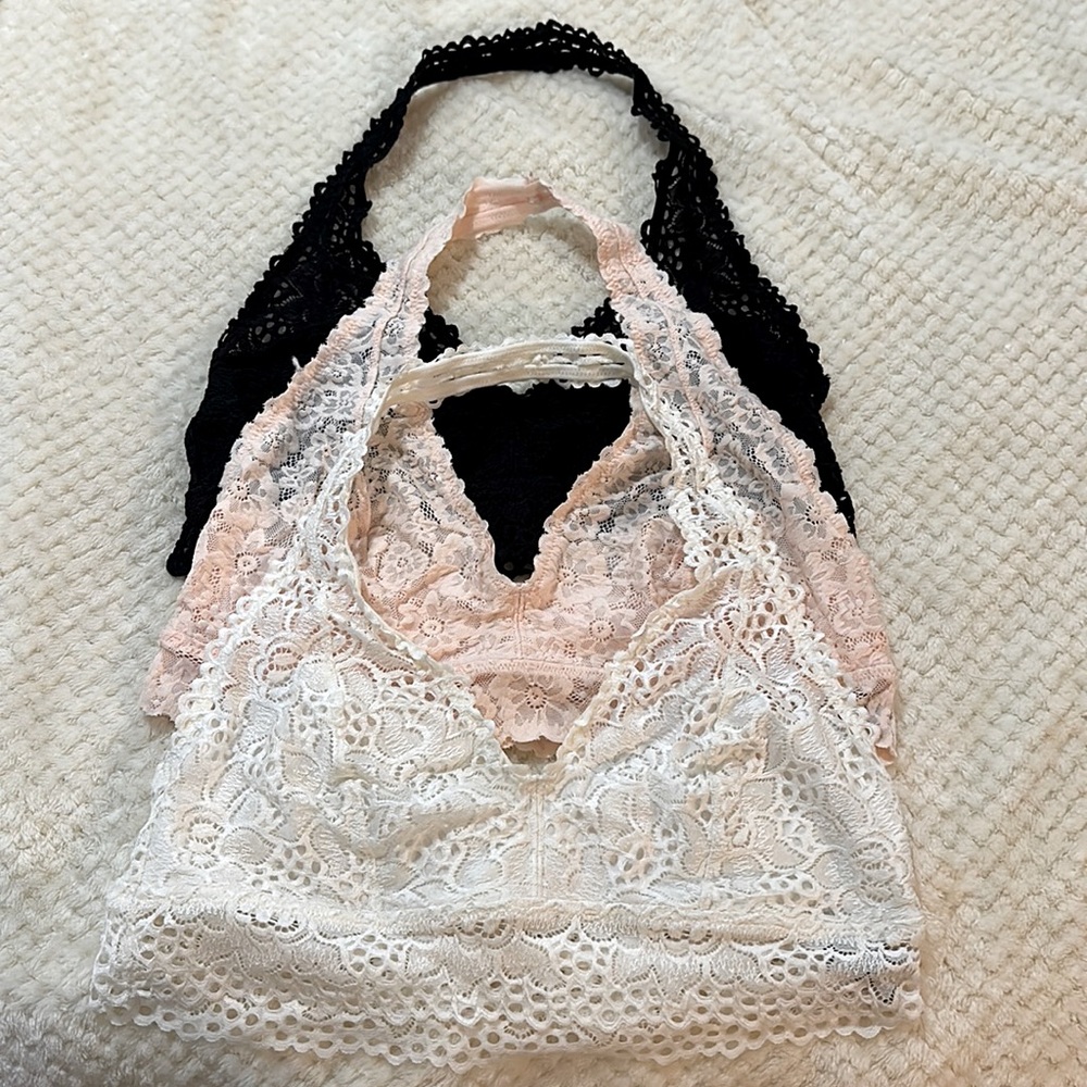 Aerie Lace Halter Neck Bralettes (Set of 3)